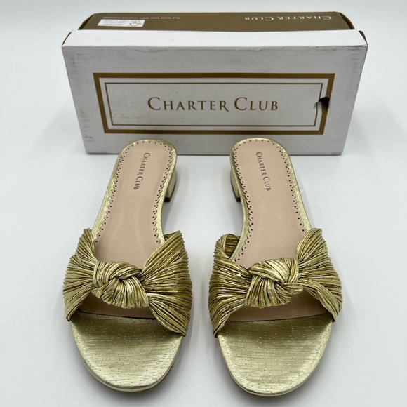 CHARTER CLUB - Syda Flat Sandal in Gold - Picture 2 of 6